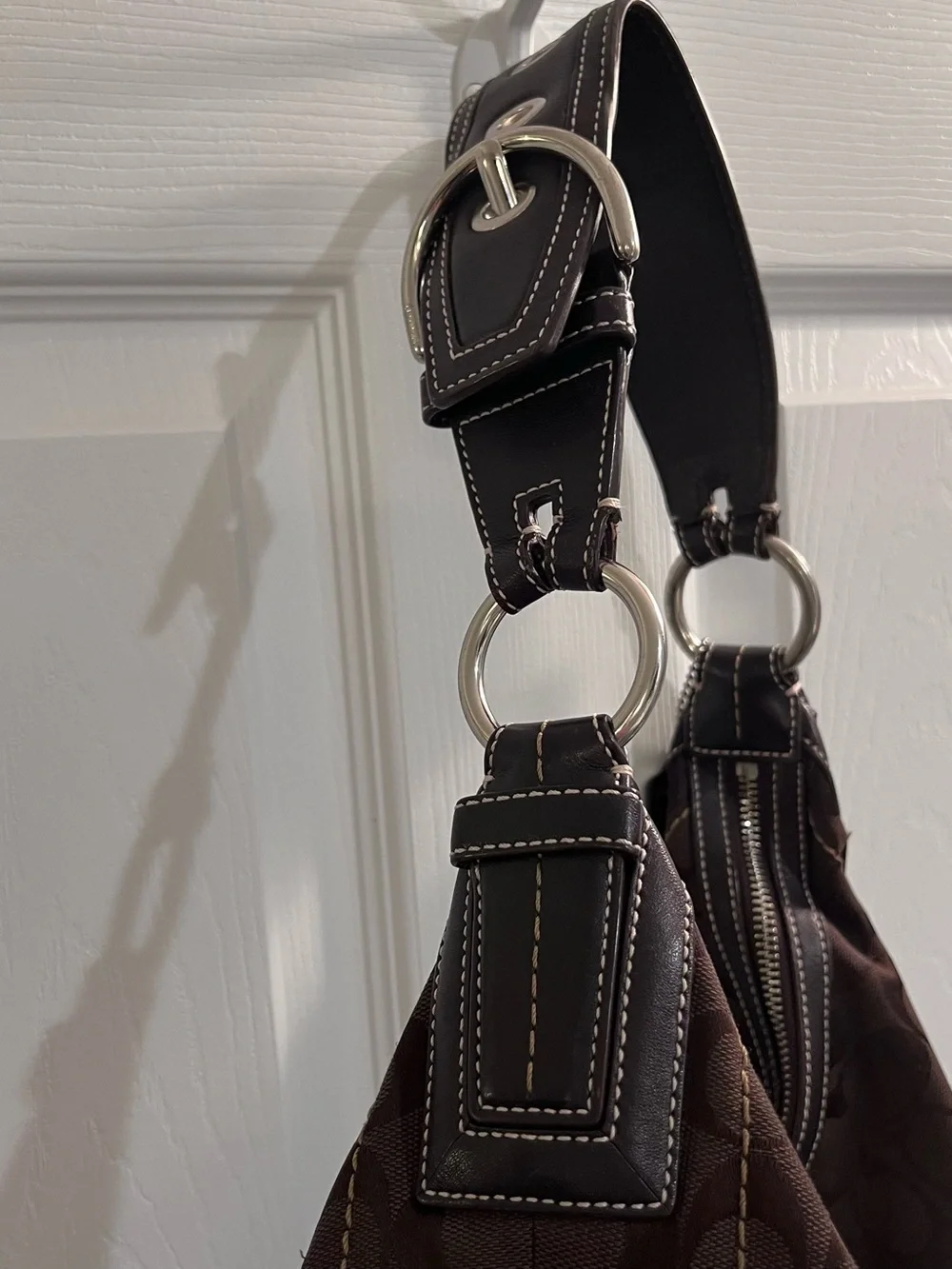 Coach Brown Signature Hobo Shoulder Bag
